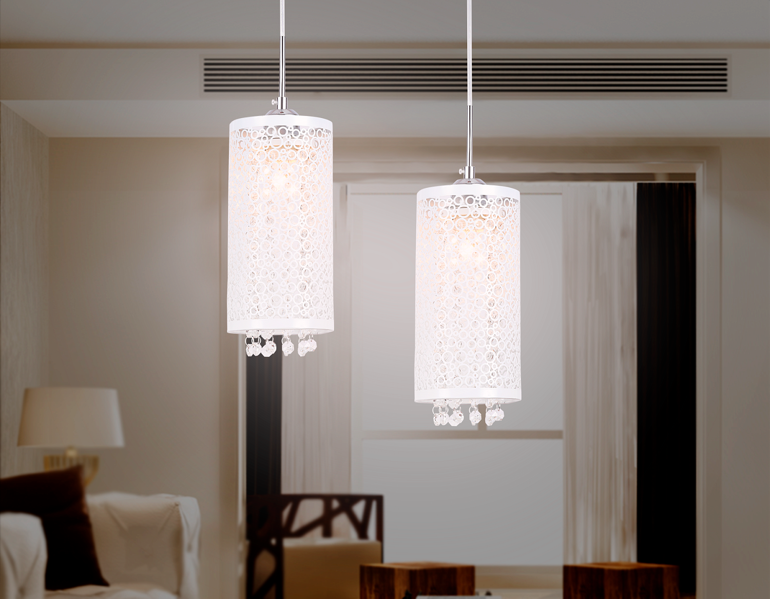 Подвесной светильник со сменной лампой TR3636 CH/WH хром/белый E14 max 40W D130*1100