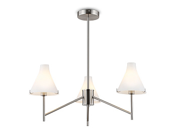 Люстра со стеклянными плафонами на штанге LH57121/3 SN/FR никель/белый матовый E14/3 max 40W D650*590