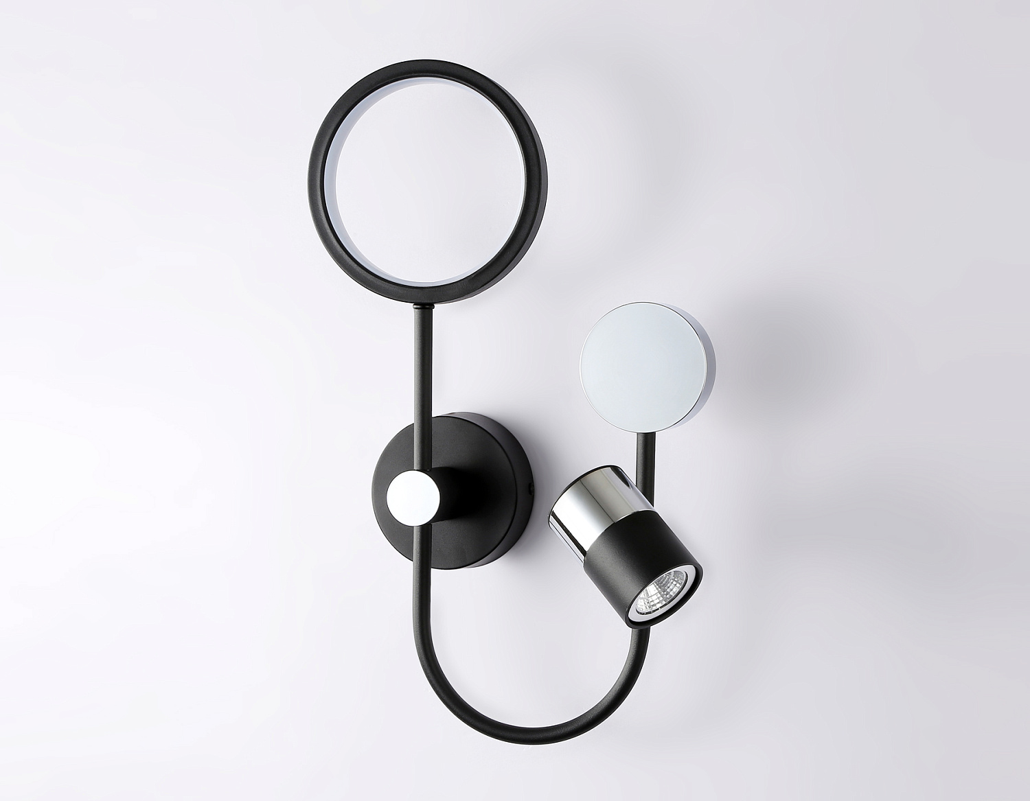 Настенный светодиодный светильник со сменной лампой FL51601/3 BK/CH черный/хром 11W 4200K+GU10 424*275*100