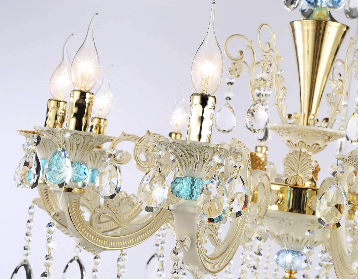 Подвесная люстра с хрусталем TR4929/12 GD/WH/CL золото/белый/прозрачный E14*12 max 40W D910*680