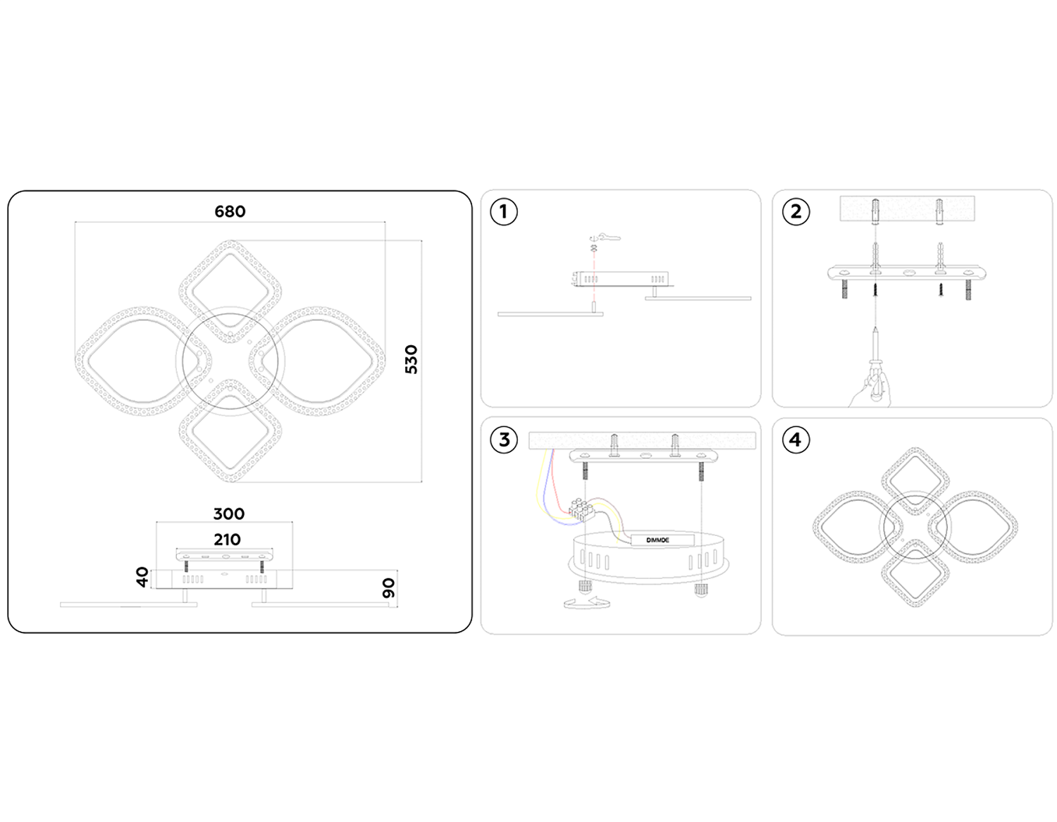 Потолочный светодиодный светильник с пультом FA5147 WH белый 77W 680*630*90 (ПДУ РАДИО 2.4)
