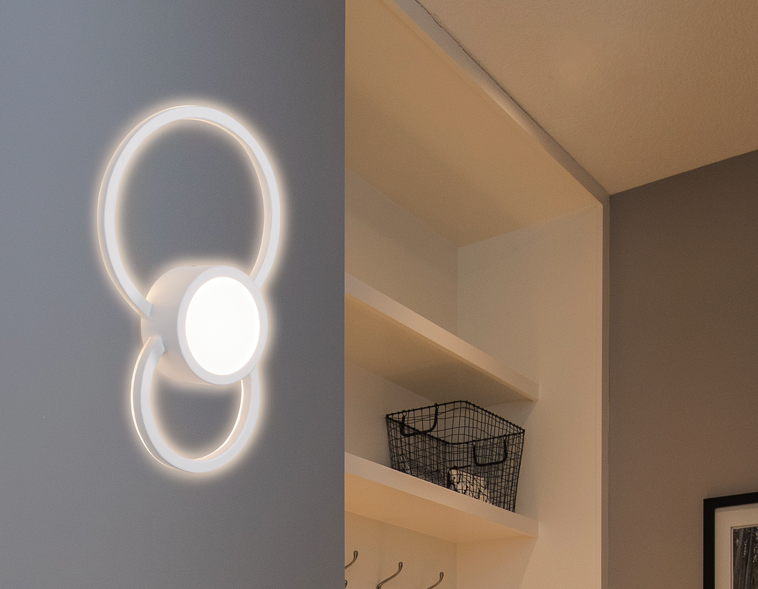 Настенный светодиодный светильник с акрилом FL413 WH белый LED 3000K 24W 340*210*50