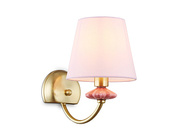Настенный светильник с абажуром и декором из керамики LH75027 GD/PI золото/розовый E14 max 40W 240*150*240