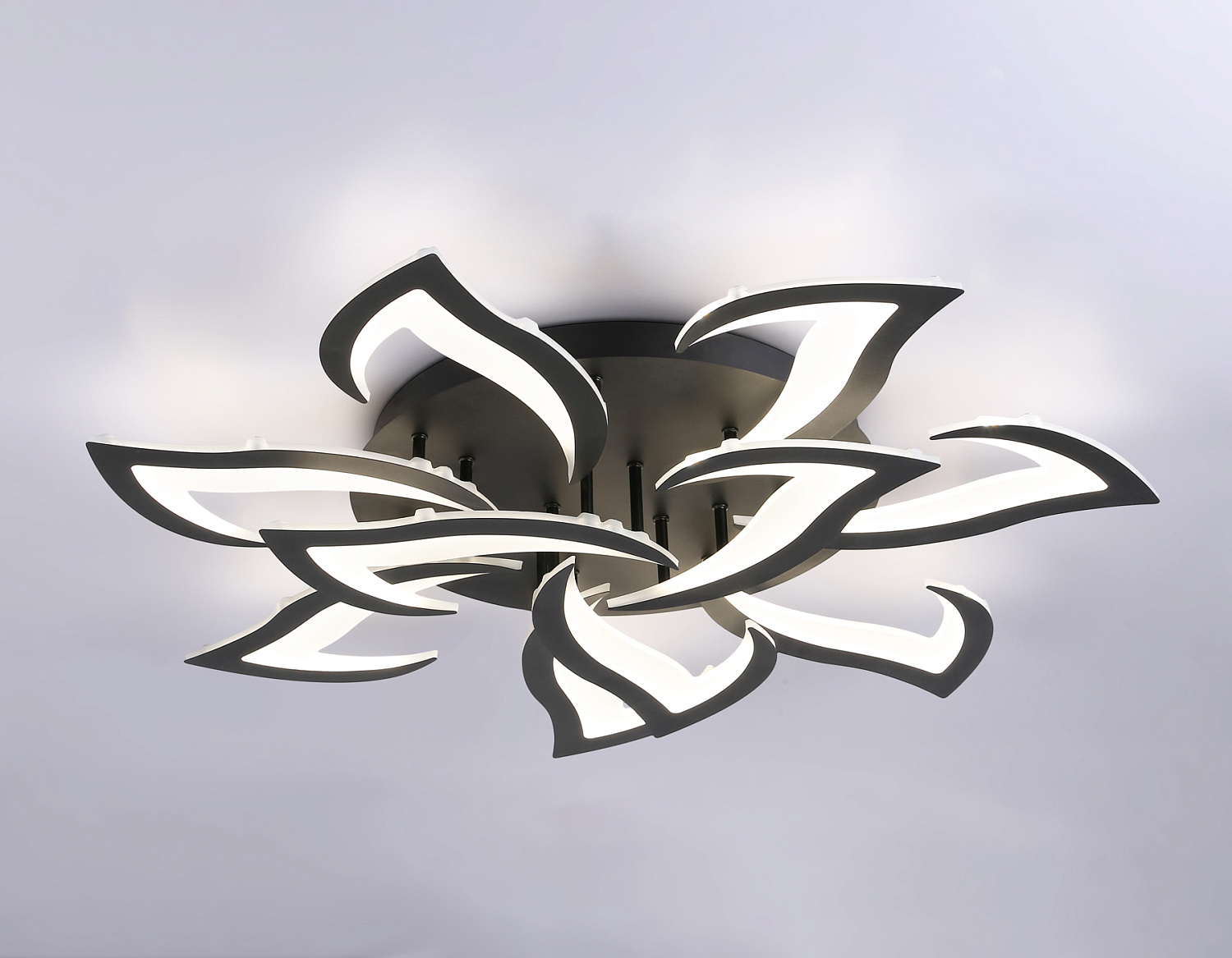 Потолочный светодиодный светильник с пультом FA4474/7+3 BK черный 112W 3000+6400K/4200K/6400+3000K D850*120 (ПДУ ИК)