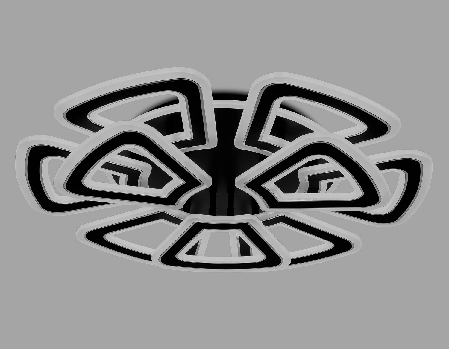 Управляемый светодиодный светильник FA8893/6+3 BK/CH черный/хром 210W 3000K/4200K/6400K 650*640*130 (ПДУ РАДИО 2.4G)