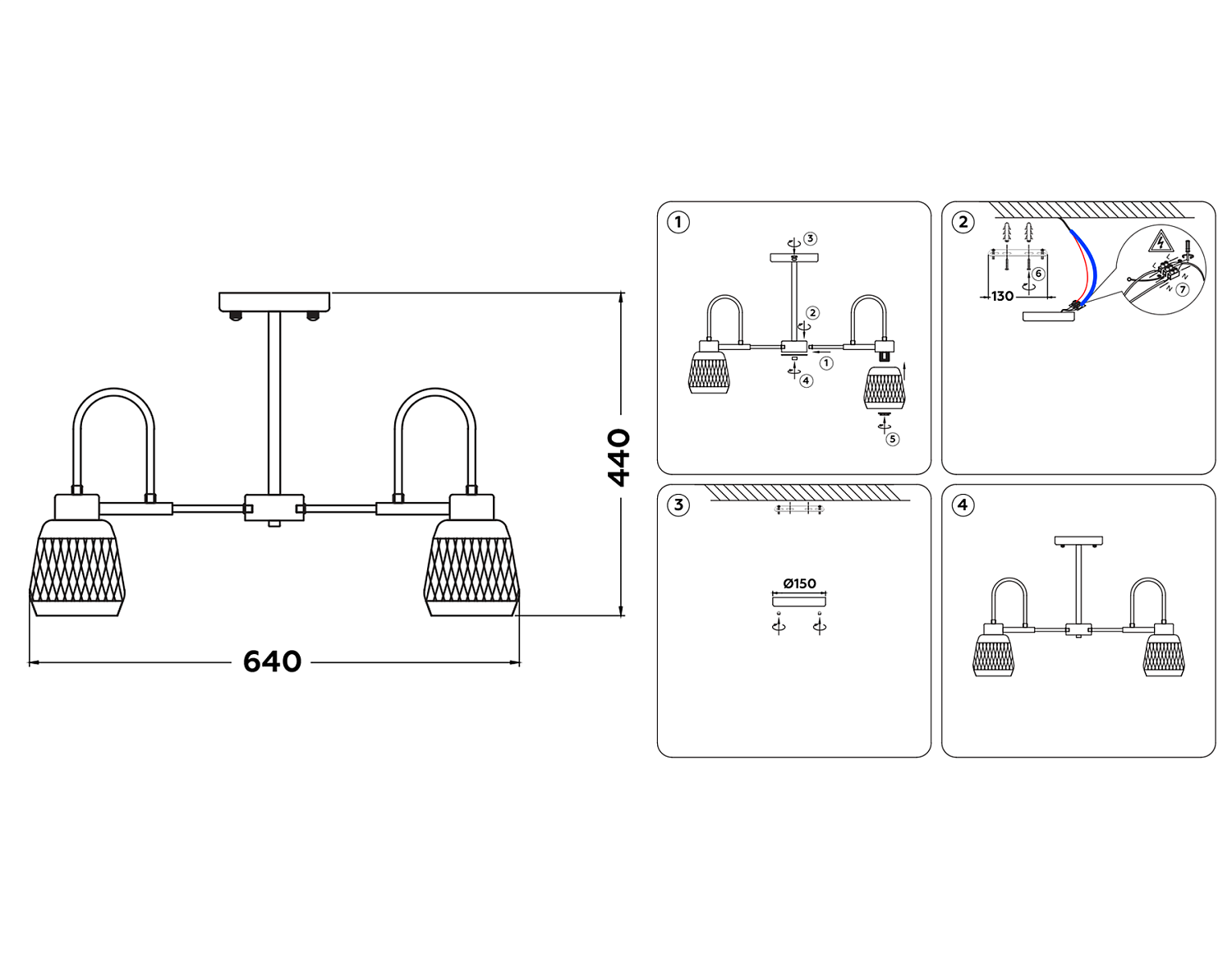 Подвесная люстра со сменной лампой TR8002/5 SB/BK бронза/черный E27 max 40W D640*440