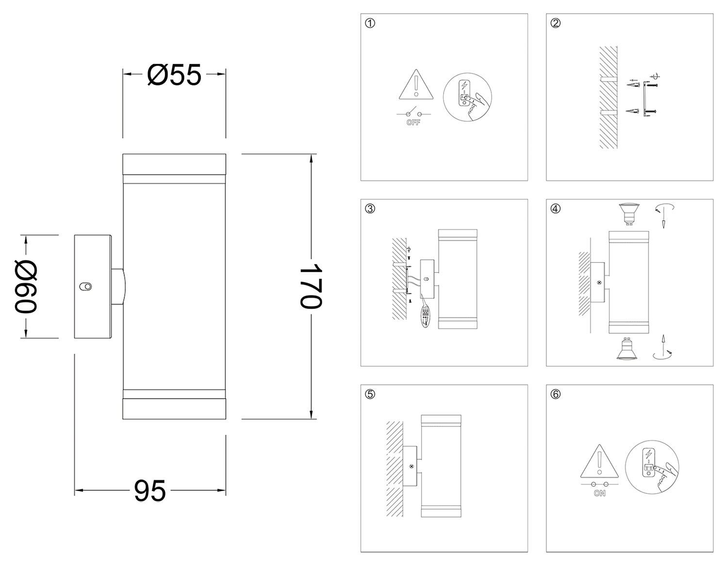 Настенный светильник со сменной лампой GU10 и акрилом FW2488/2 WH белый GU10/2 max 12W 170*55*95