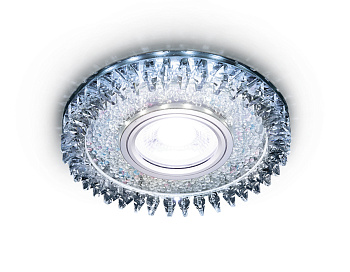 Встраиваемый точечный светильник MR16 со светодиодной подсветкой S389 CH хром/прозрачный хрусталь/MR16+3W(LED COLD)