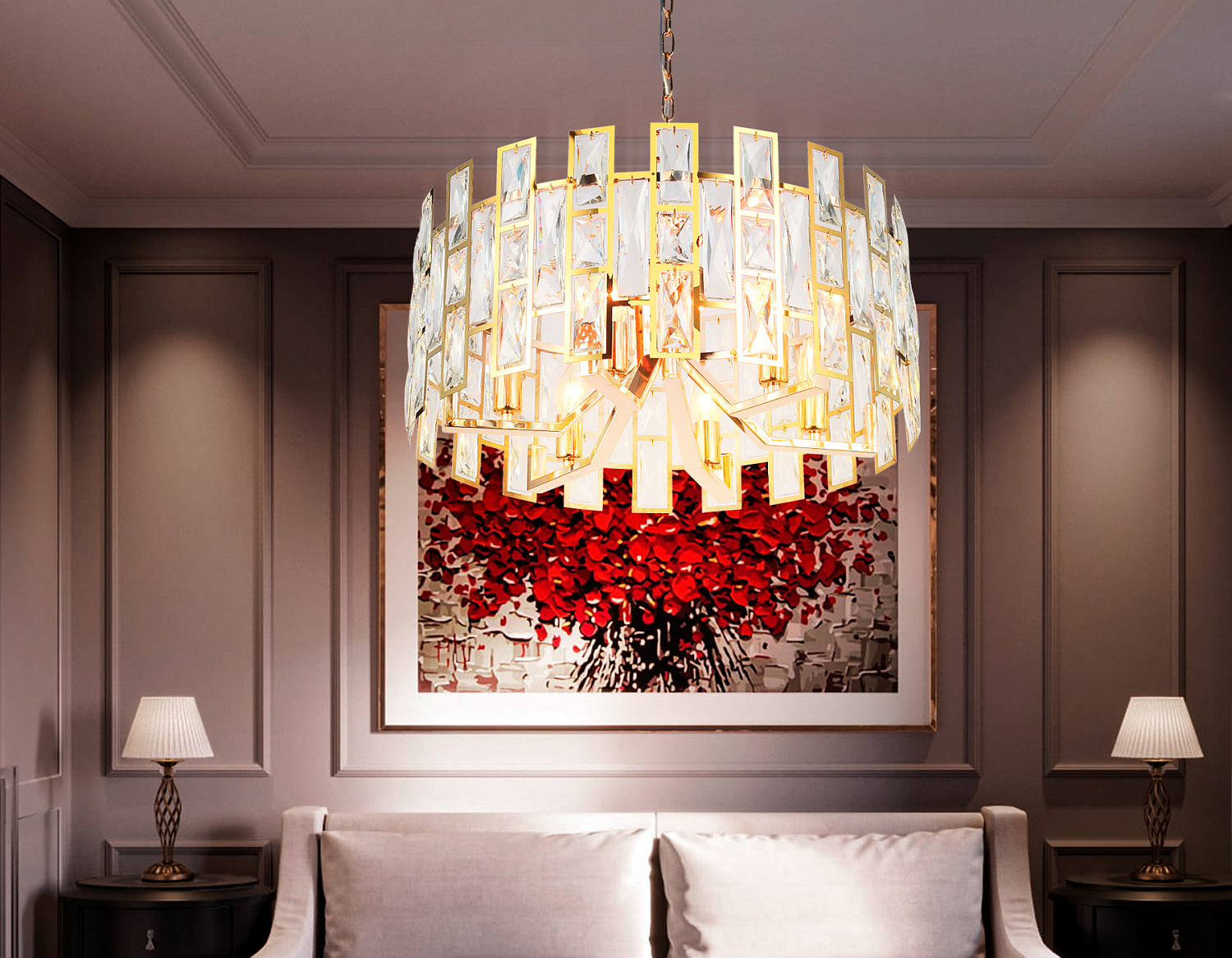 Подвесная люстра с хрусталем TR5061/6 GD/CL золото/прозрачный E14/6 max 40W D500*938