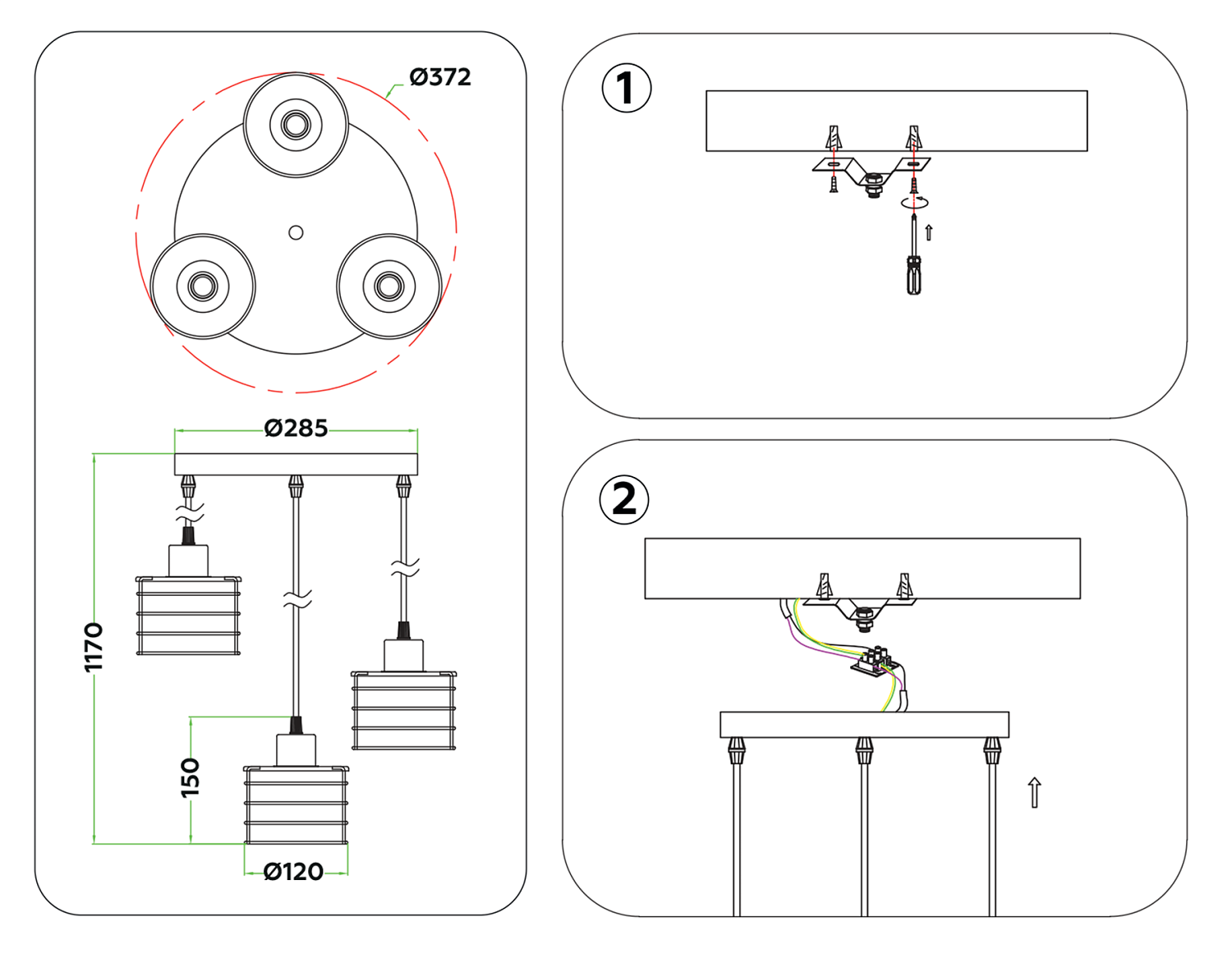 Подвесной светильник в стиле лофт TR8078/3 WH белый E27*3 max 40W D372*1170