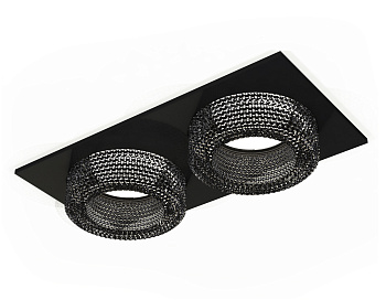 Комплект встраиваемого светильника с композитным хрусталем XC7636021 SBK/BK черный песок/тонированный MR16 GU5.3 (C7636, N7192)