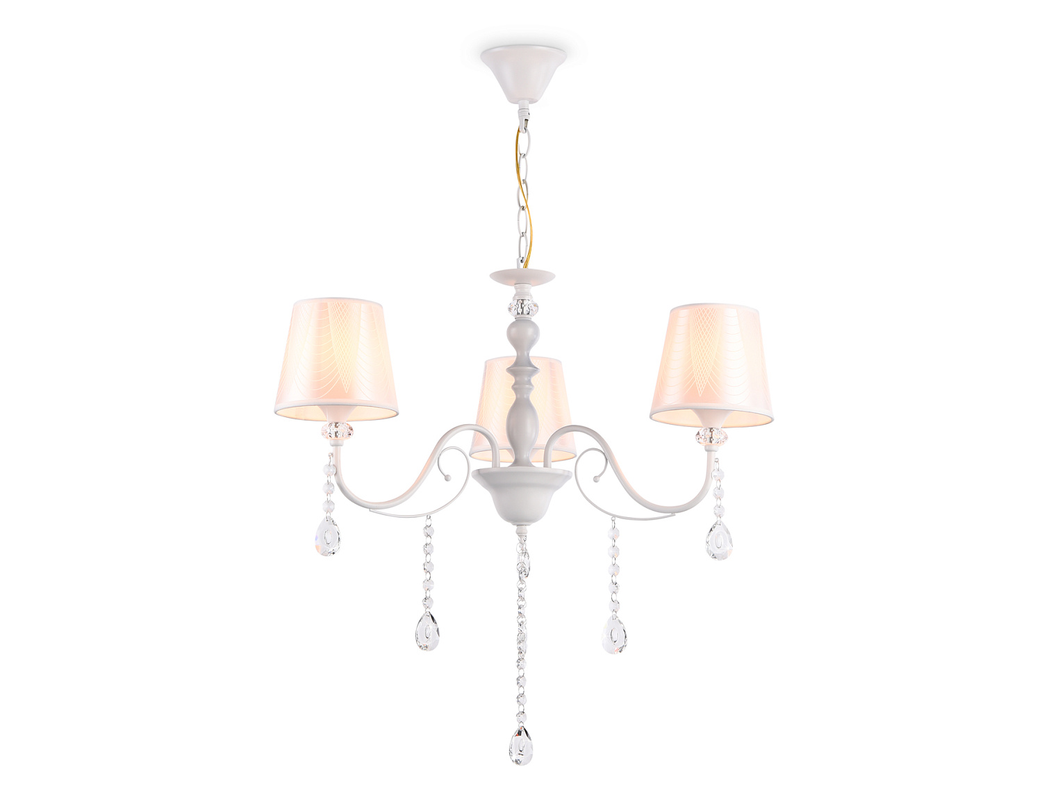 Подвесная люстра с абажуром и хрусталем TR4601/3 WH белый E27/3 max 40W D620*865