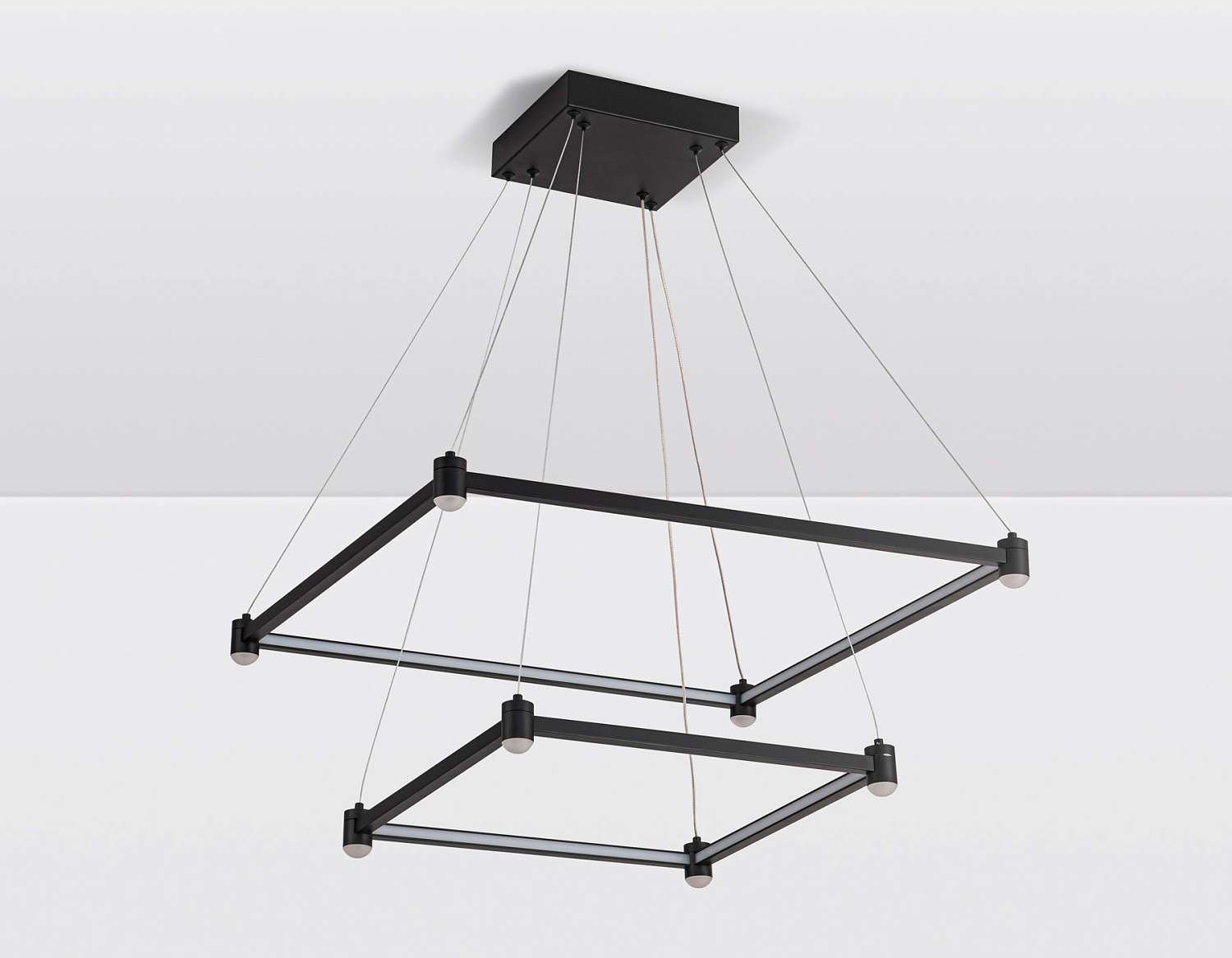 Подвесной светодиодный светильник FL5597/2+8 BK черный 60W 3000K/4200K/6400K 600*600*1300 (без ПДУ)