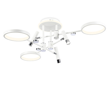 Потолочный светодиодный светильник с пультом управления FL51646/3+3 WH/CH белый/хром 76W 3000K-6400K D700*300 (ПДУ ИК)