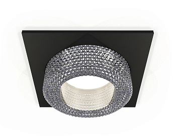 Комплект встраиваемого светильника с композитным хрусталем XC7632020 SBK/CL черный песок/прозрачный MR16 GU5.3 (C7632, N7191)