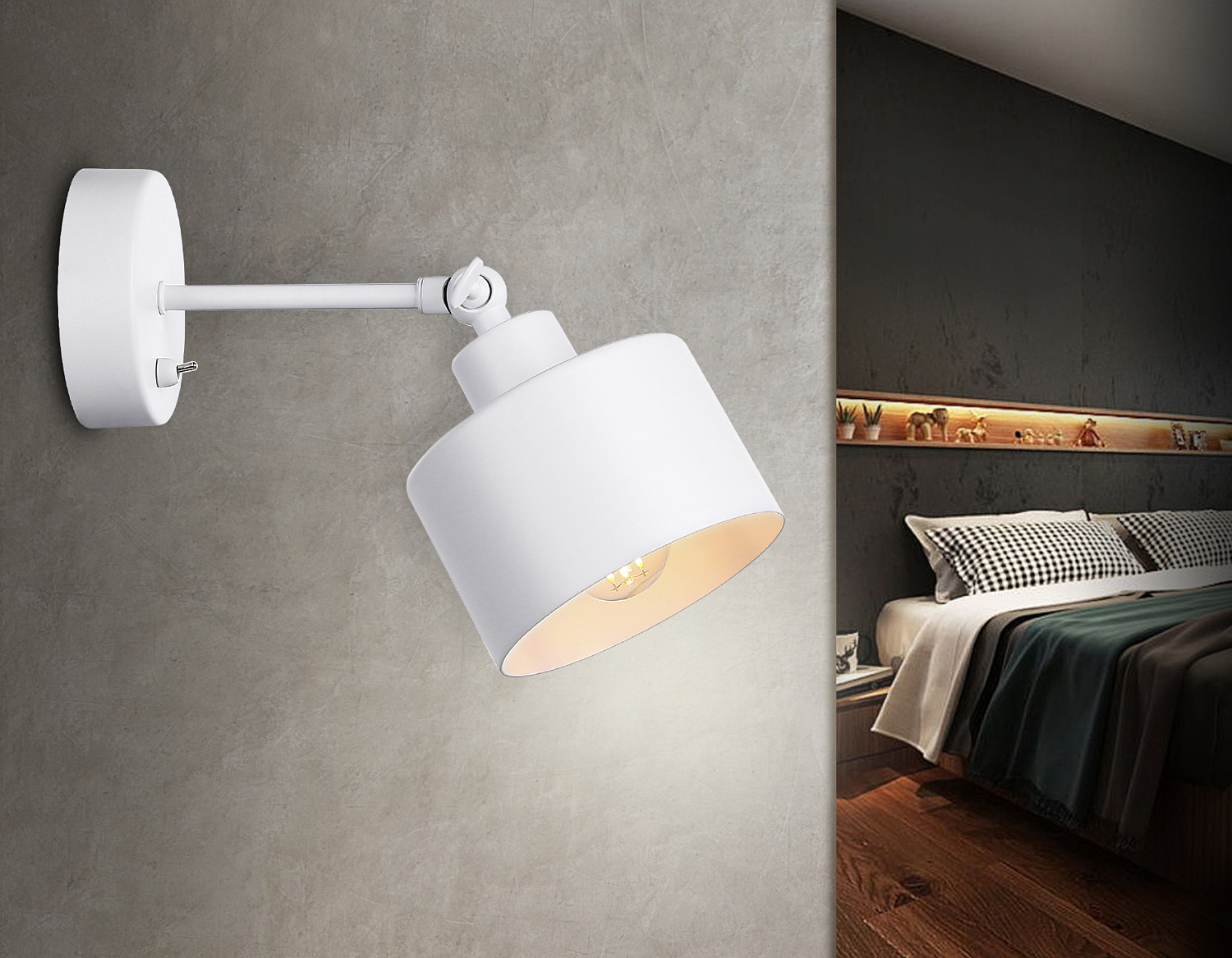 Накладной спот с выключателем в стиле лофт TR8135 WH белый E27 max 40W D120*290