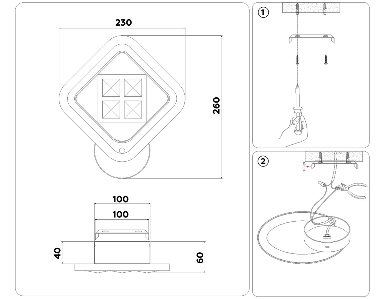 Настенный светодиодный светильник с хрусталем FA284 WH белый 15W 260*230*60
