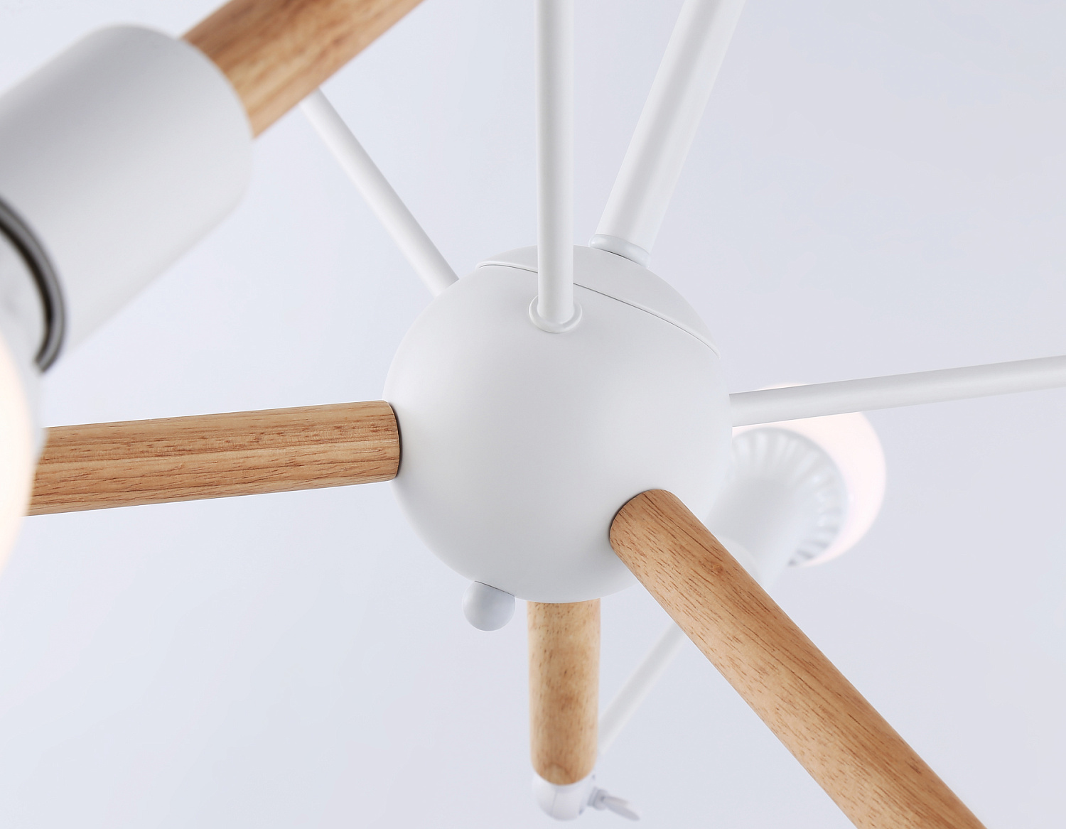 Подвесной светильник в стиле лофт TR80485/6 WH/LW белый/светлое дерево E27/6 max 60W D930*510