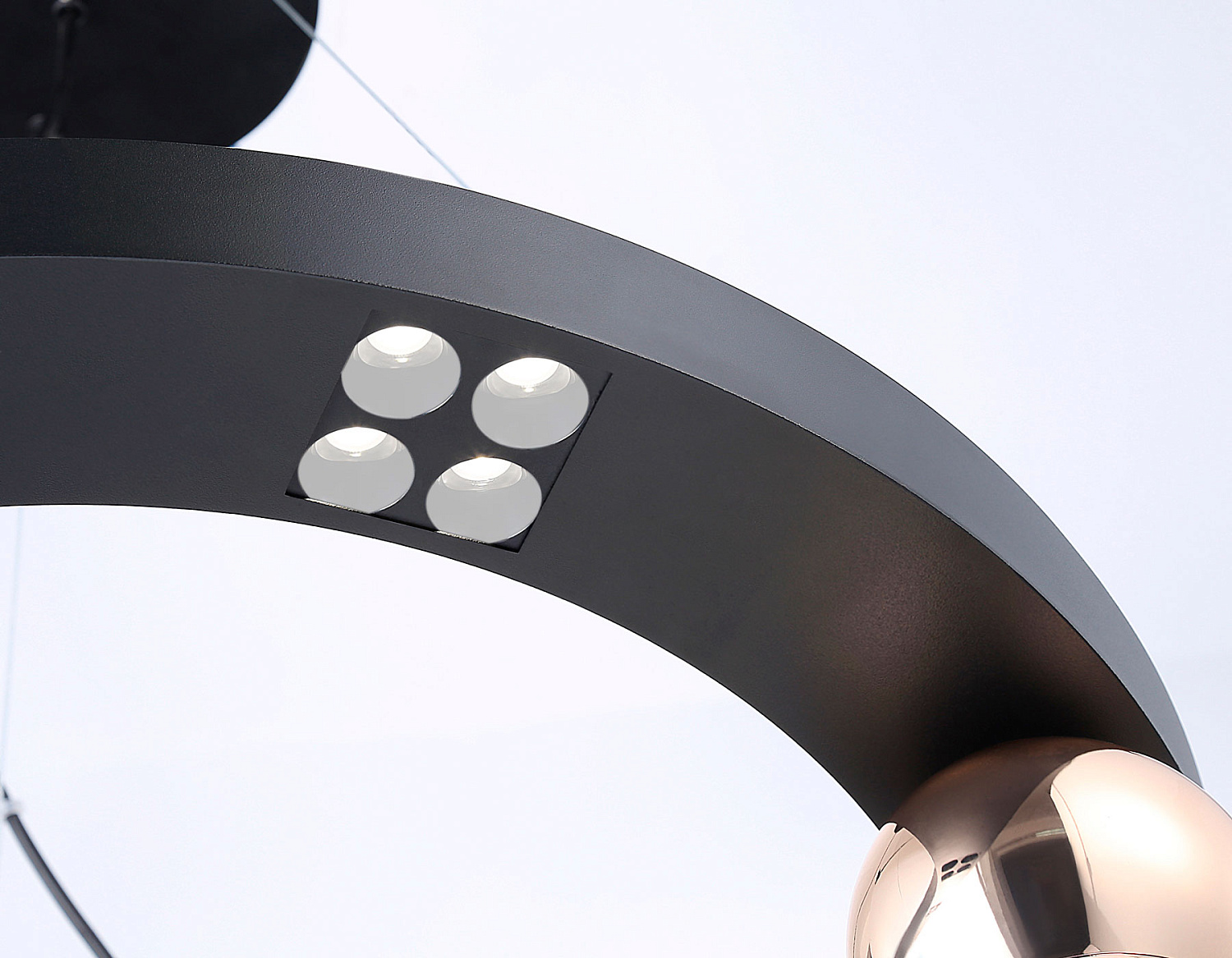 Подвесной светодиодный светильник FL5961 BK/GD черный/золото 4200K 32W D600*1200 (Без ПДУ)