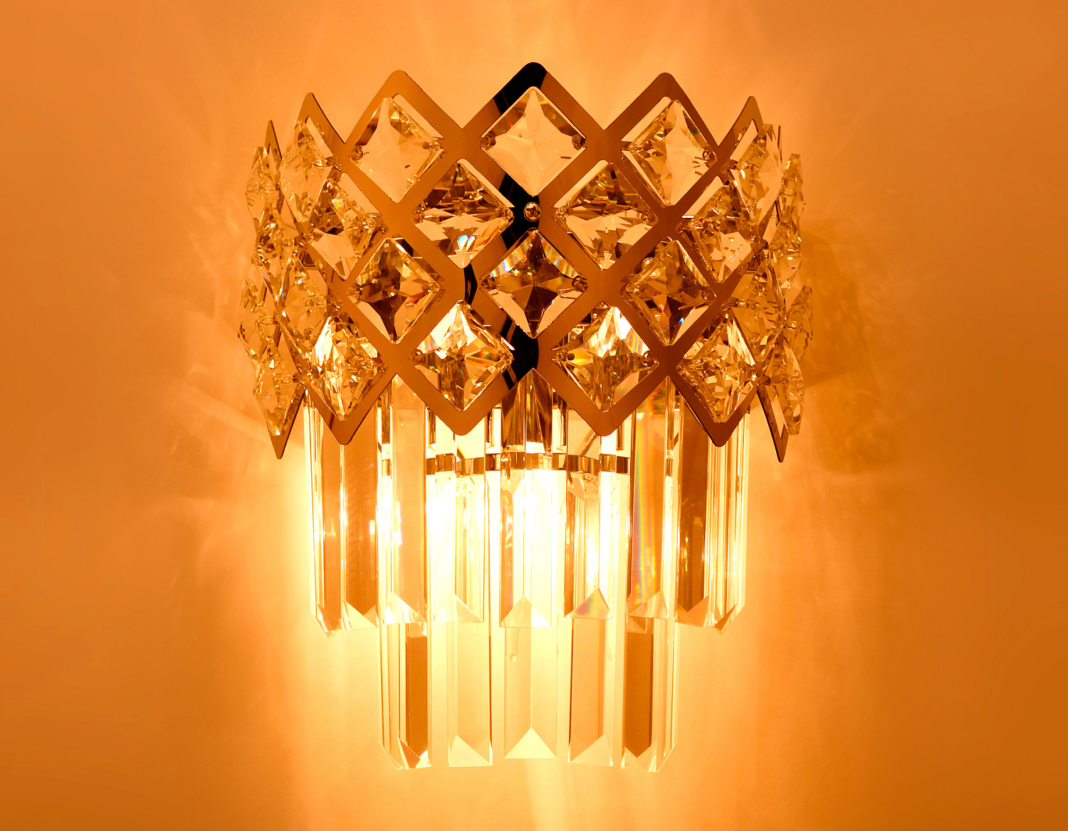 Настенный светильник с хрусталем TR5282/2 CH/CL хром/прозрачный E14/2 max 40W 280*220*150