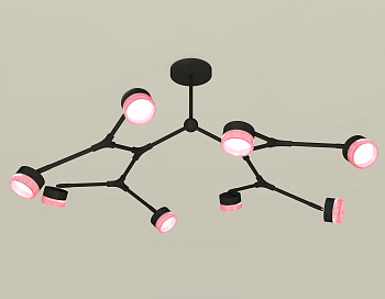 Комплект подвесного поворотного светильника с композитным хрусталем XB9060200/8 SBK/PI черный песок/розовый GX53 (C9060, N8486)