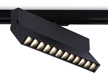 Трековый однофазный светодиодный светильник GL6817 BK черный LED 12W 3000K 24° 230*22*87