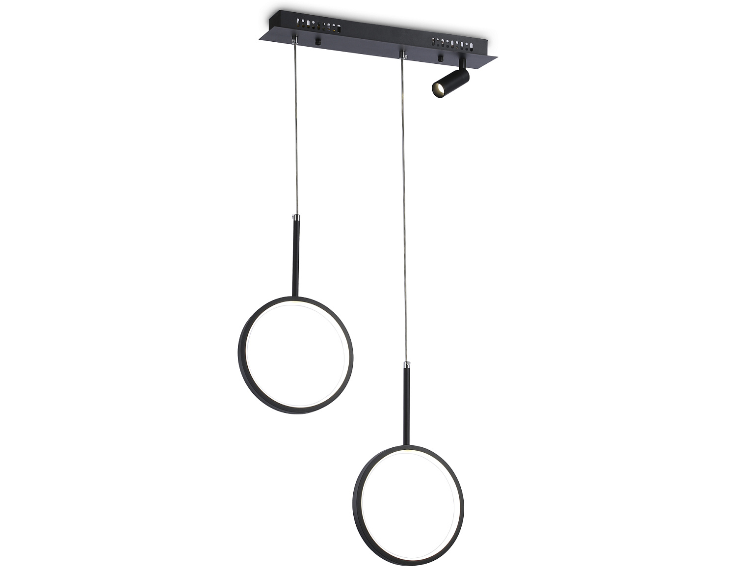 Подвесной светодиодный светильник с пультом FL5274/2+1 BK черный 38W 3000K/4200K/6400K+4200K 500*20*1200 (ПДУ ИК)