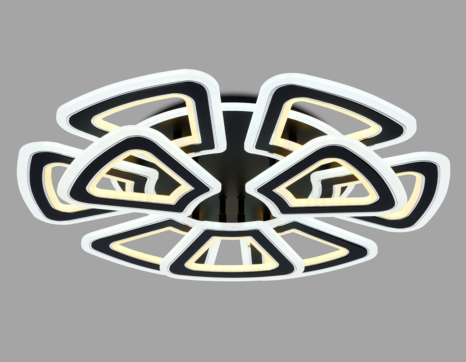 Управляемый светодиодный светильник FA8893/6+3 BK/CH черный/хром 210W 3000K/4200K/6400K 650*640*130 (ПДУ РАДИО 2.4G)