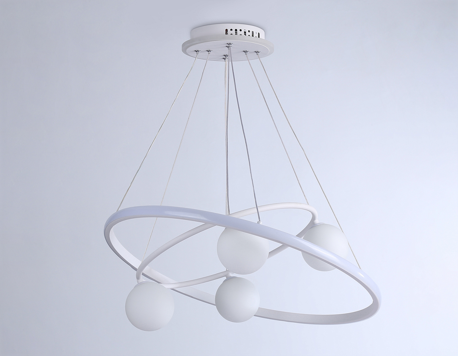 Подвесной светодиодный светильник со сменной лампой и с пультом управления FL66321/1+4 WH белый 69W 3000K-6400K+G9/4 D600/400*1200 (ПДУ ИК)