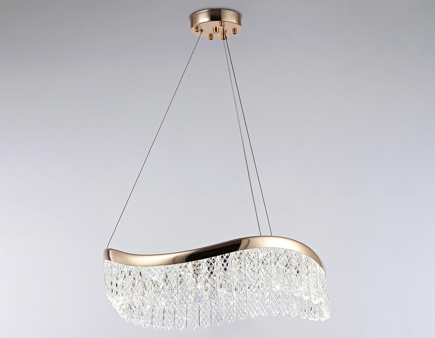 Подвесной светодиодный светильник с хрусталем TR49717 GD золото 34W 3000K/4200K/6400K D500*1010 (Без ПДУ)