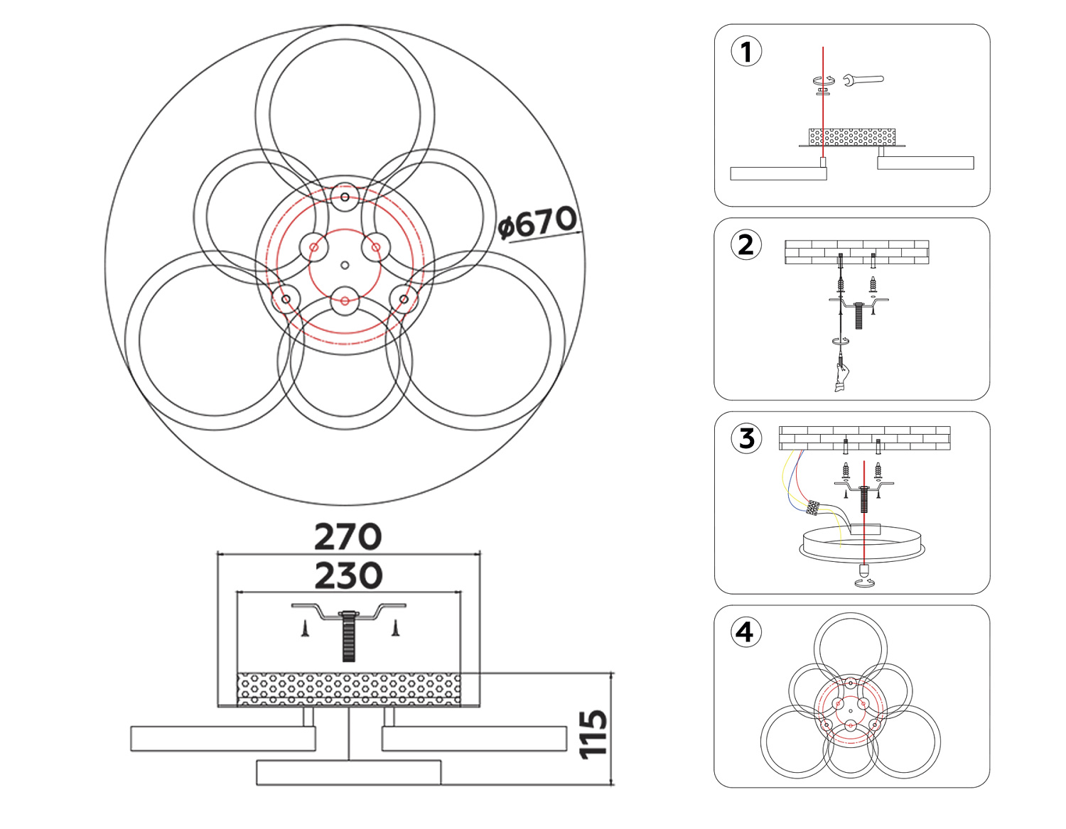 Светодиодный потолочный светильник с подсветкой FA3844/3+3 WH белый 102W 3000K-6400K+RGB D670*115 (ПДУ РАДИО 2.4G)