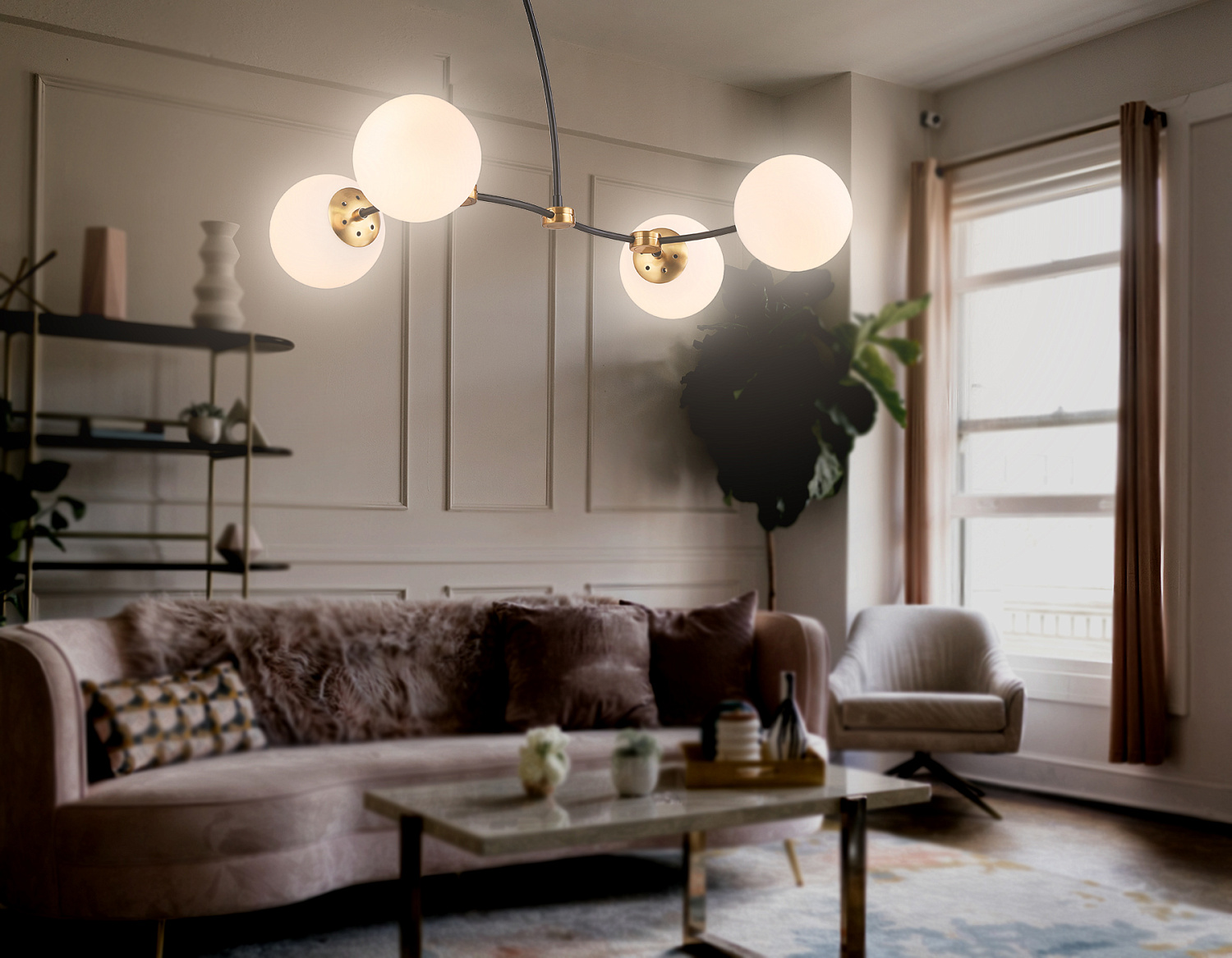 Подвесной светильник TR2544/4 BK/SB черный/бронза E27/4 max 60W 700*450*450