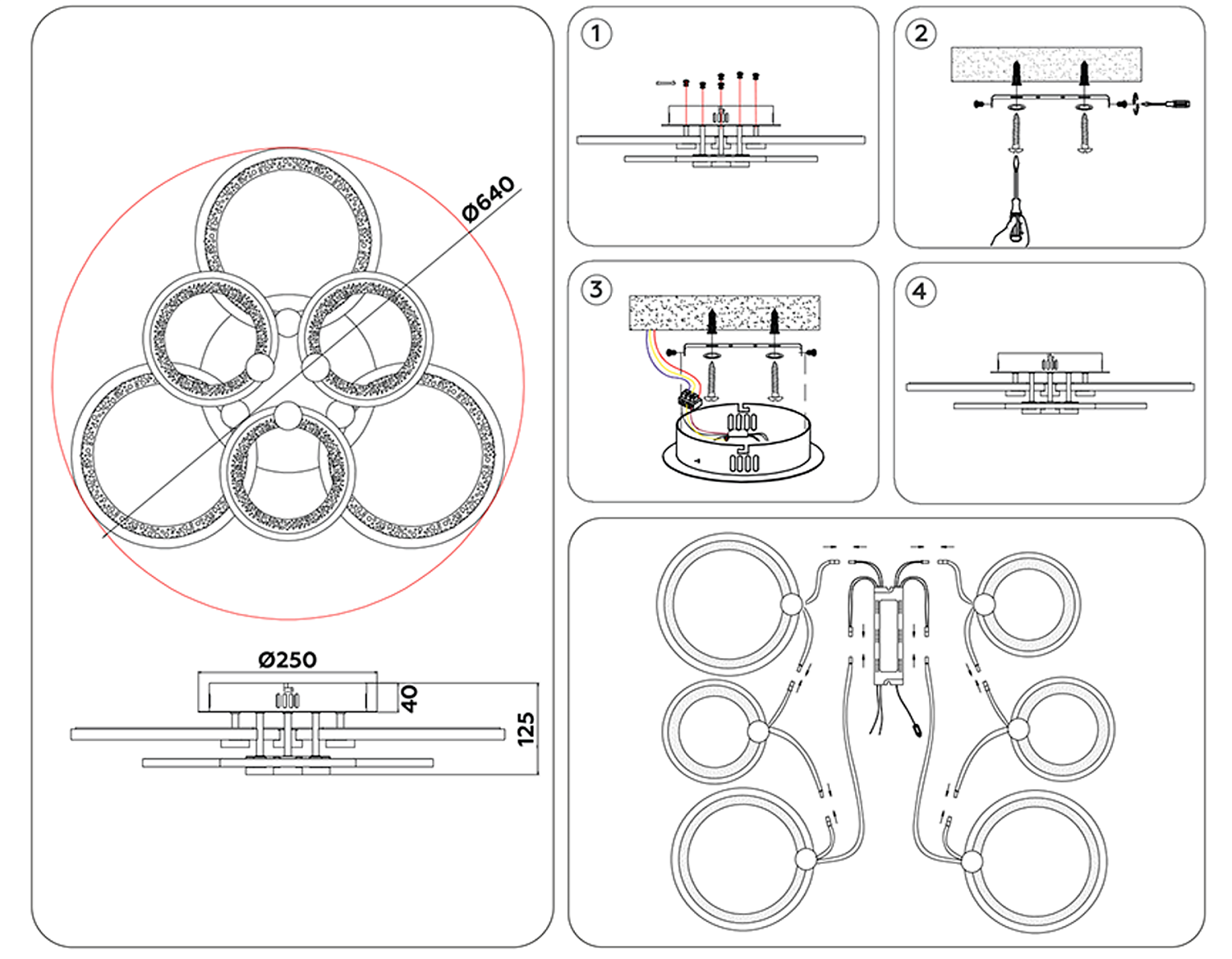 Потолочный светодиодный светильник с пультом FA4085/3+3 WH белый 100W 3000K+6400K/4200K/6400K+3000K 620*570*120 (ПДУ ИК)
