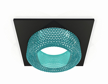 Комплект встраиваемого светильника с композитным хрусталем XC7632023 SBK/BL черный песок/голубой MR16 GU5.3 (C7632, N7194)