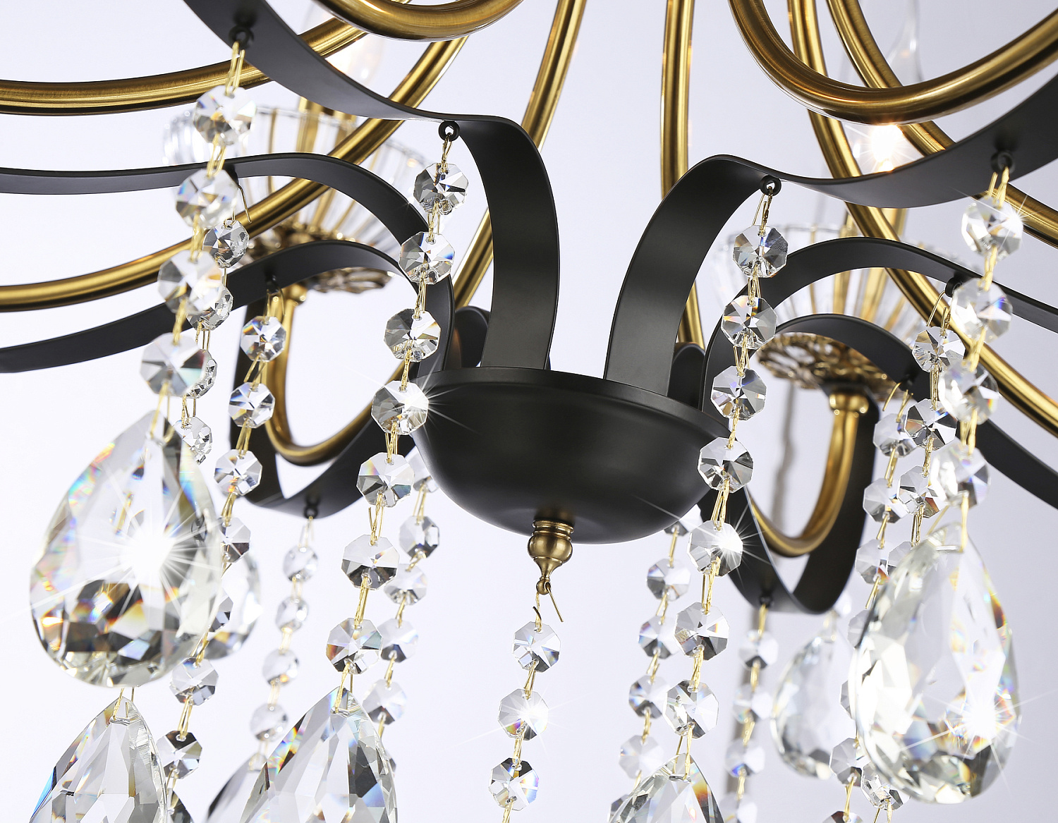 Подвесная люстра с хрусталем TR4953/8 BK/GD/CL черный/золото/прозрачный E14*8 max 40W D740*735