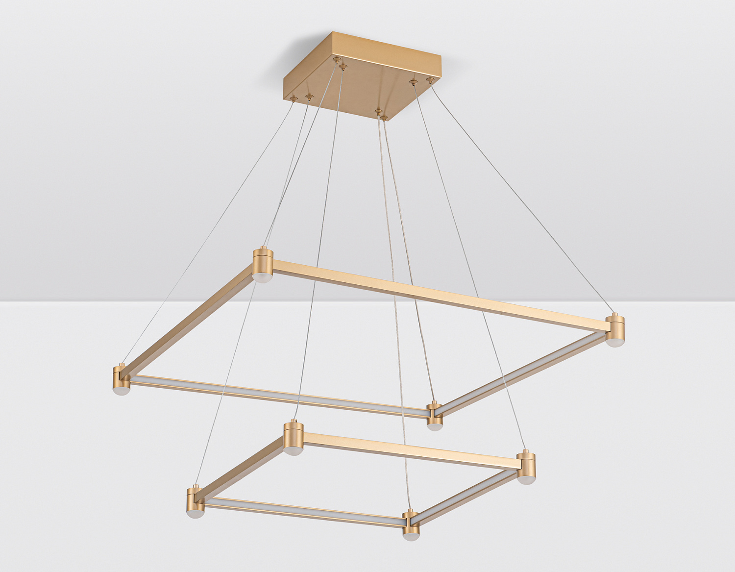 Подвесной светодиодный светильник FL5599/2+8 GD золотой 60W 3000K/4200K/6400K 600*600*1300 (без ПДУ)