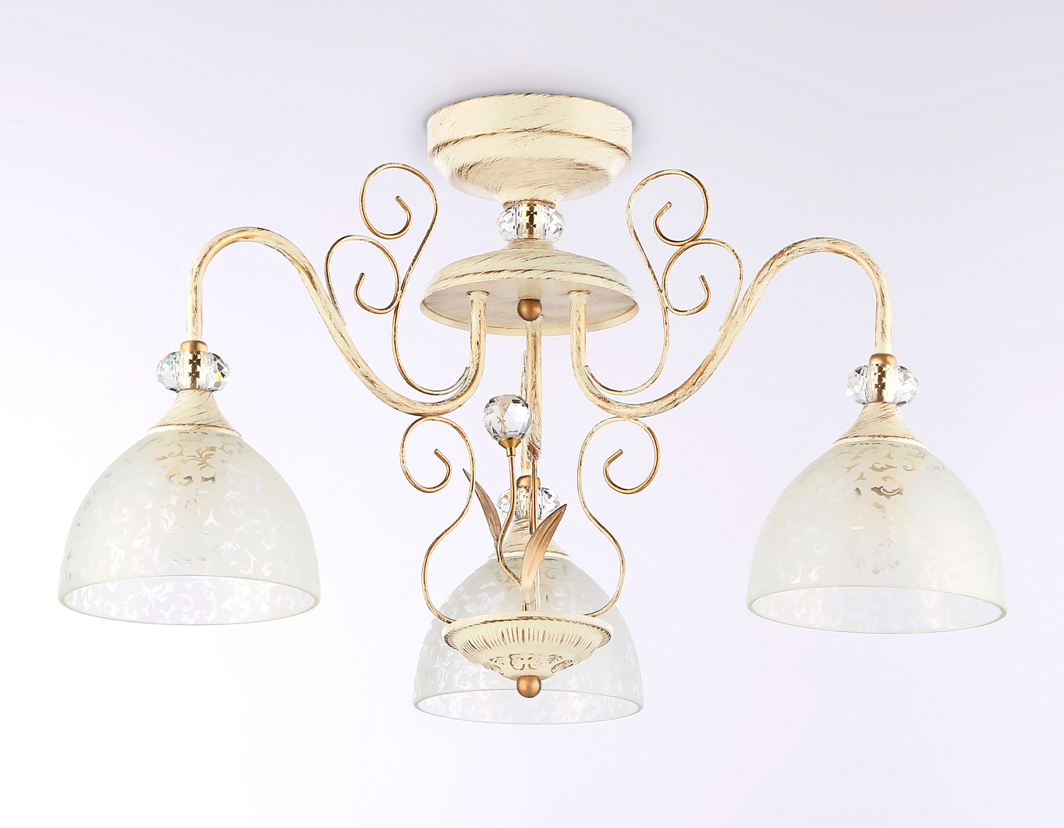 Потолочная люстра TR3055/3 BG/GD/FR бежевый/золото/белый матовый E27/3 max 40W D600*380