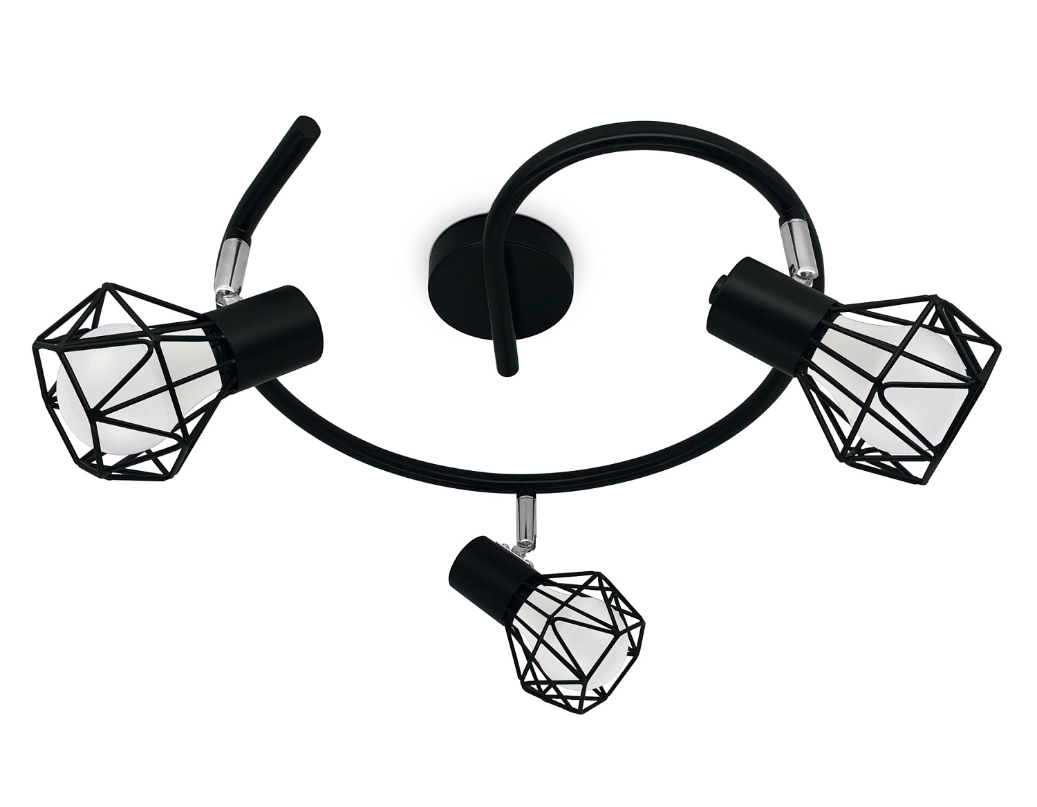 Настенно-потолочный спот в стиле лофт TR8624/3 BK/CH черный/хром E27*3 max 40W D330*175