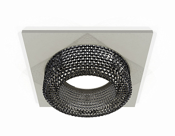 Комплект встраиваемого светильника с композитным хрусталем XC7633021 SGR/BK серый песок/тонированный MR16 GU5.3 (C7633, N7192)