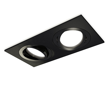 Комплект встраиваемого поворотного светильника XC7636081 SBK/PBK черный песок/черный полированный MR16 GU5.3 (C7636, N7002)