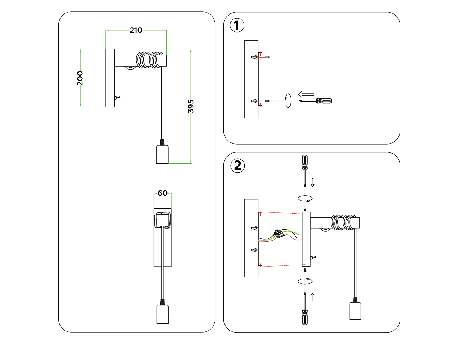 Настенный светильник с выключателем в стиле лофт TR8181 BK/LW черный/светлое дерево E27 max 40W 395*60*210