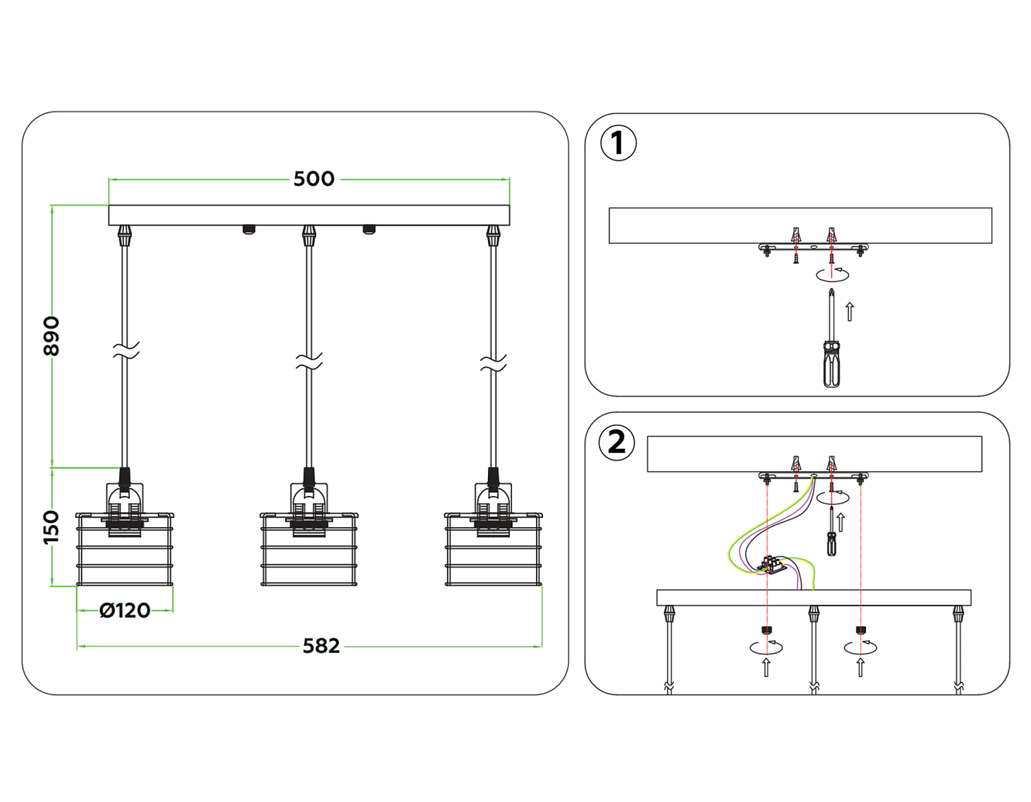 Подвесной светильник в стиле лофт TR8072/3 WH белый E27*3 max 40W 582*120*1040