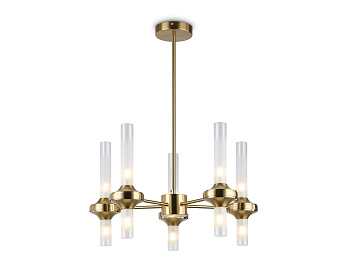 Люстра со стеклянными плафонами на штанге LH55358/10 BS/CL латунь/прозрачный G9/10 max 30W D550*690