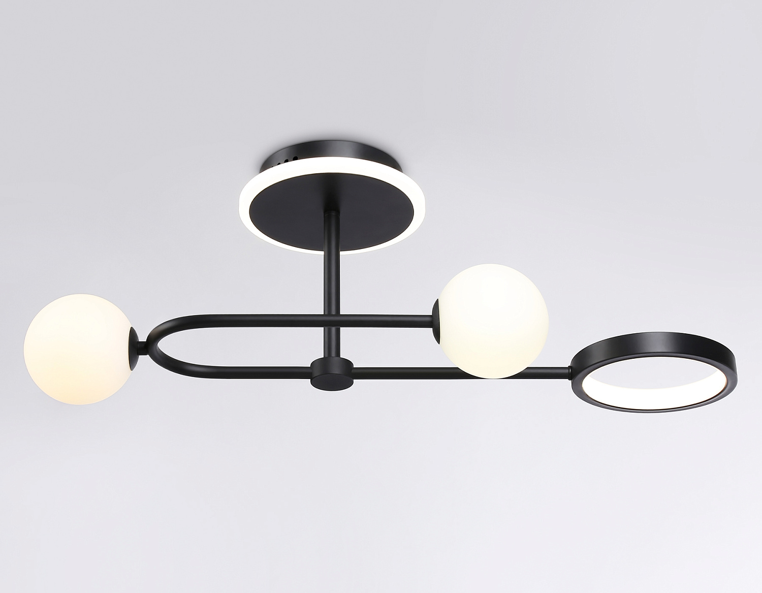 Потолочный светодиодный светильник со сменной лампой и пультом управления FL66223/3 BK черный 29W 3000K-6400K+G9/2 630*230*240 (ПДУ ИК)