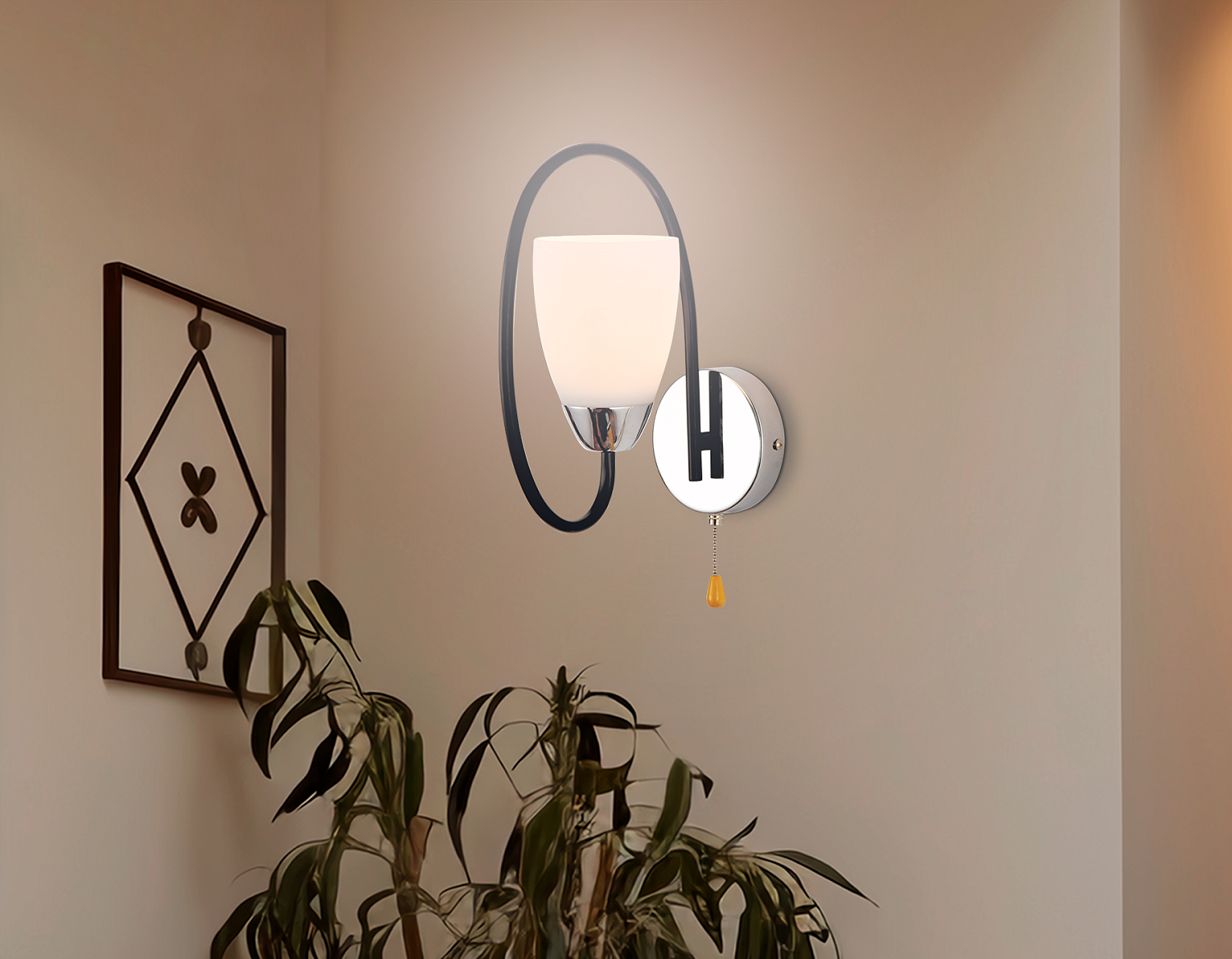 Настенный светильник с выключателем TR3134 BK/CH черный/хром E27 max 40W 320*100*230