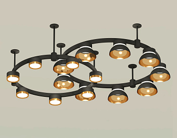 Комплект подвесного светильника Techno Ring с акрилом XR92221110/16 SBK/PYG/CL черный песок/золото желтое полированное/прозрачный GX53