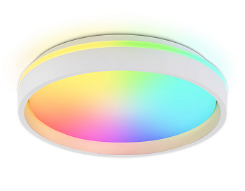 Светодиодный светильник RGB с пультом управления FZ601 WH/GD белый/золото IP20 46W 3000K-6500K+RGB D390*80 (ПДУ ИК)