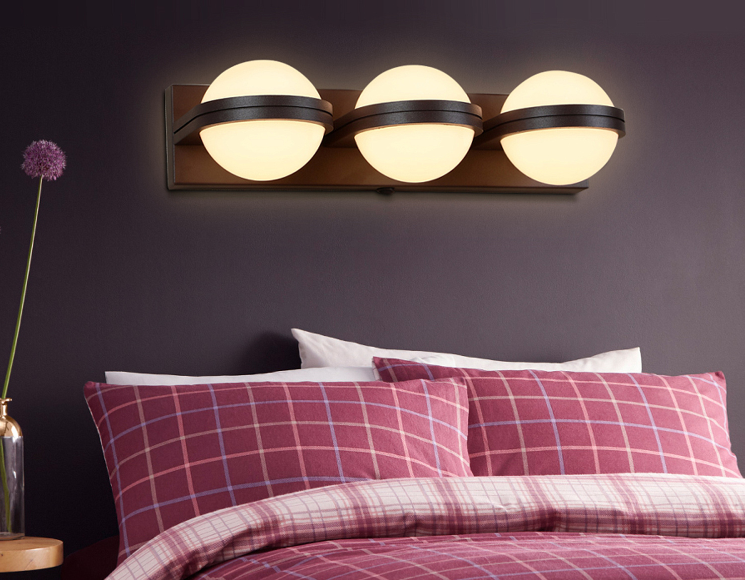 Настенный светодиодный светильник с выключателем FW560/3 SCF кофе песок LED 3000K 15W 370*80*138