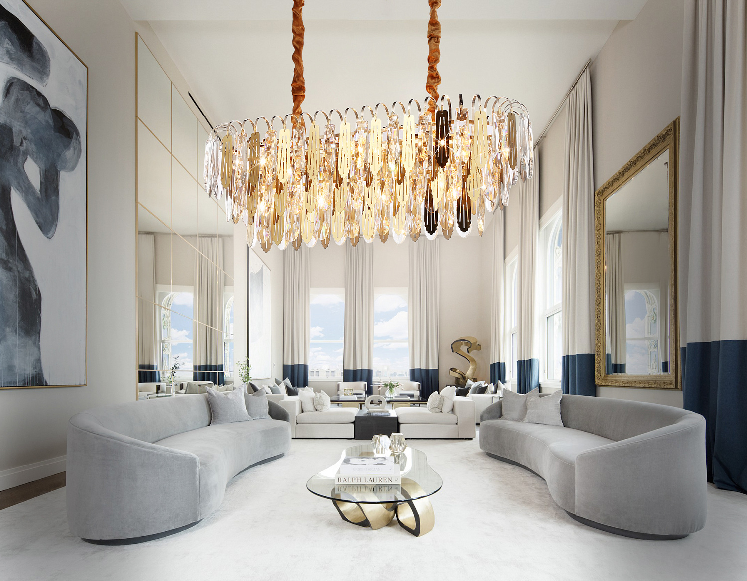 Подвесная люстра с хрусталем TR5260/10 SGD/CL золото/прозрачный E27*10 max 40W 800*300*270