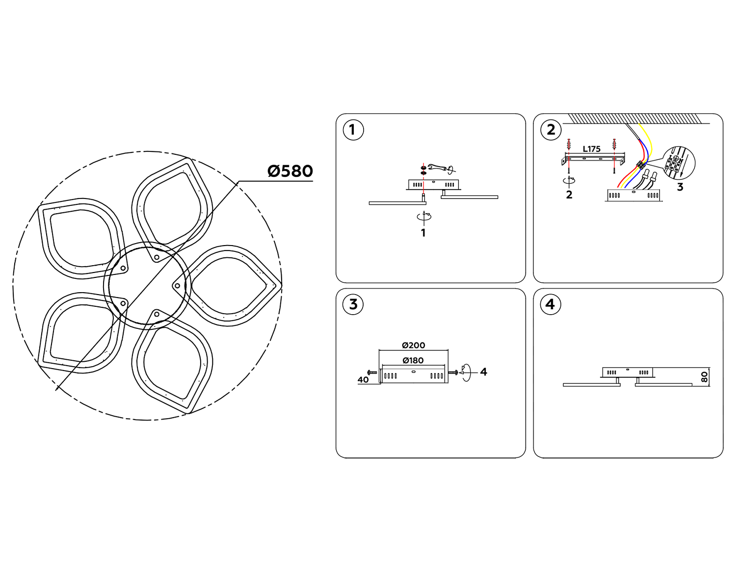 Потолочный светодиодный светильник FA444/5 WH белый 60W 4200K 580*580*80 (Без ПДУ)